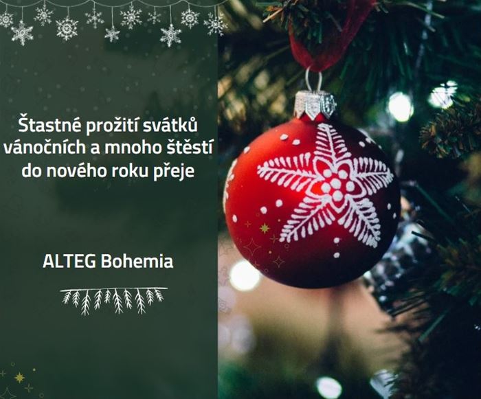 Krásné prožití svátků vánočních a mnoho štěstí do nového roku přeje tým ALTEG